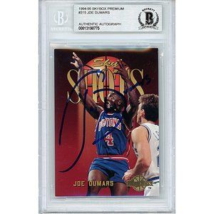 Joe Dumars Pistons Signed 1994-95 Skybox Basketball Card Beckett BAS Autograph